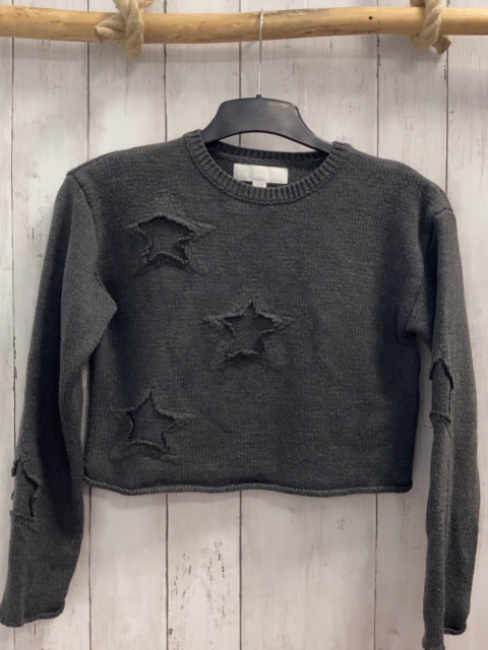 Zara  Pullover  Gr. 146  grau Strick Sterne 