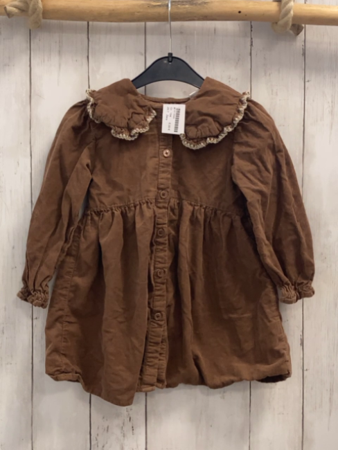 Zara  Kleid  Gr. 104  braun Kord großer Kragen mit beige gesticktem Bund 
