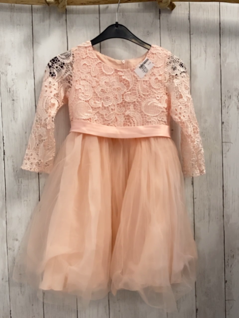   Kleid  Gr. 110  rosa Oberteil mit Blmenhäkelei Tüllrock