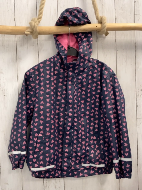   Regenjacke  Gr. 116  blau rosa Herzen 
