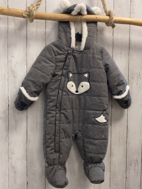   Winteroverall Gr. 74  grau weißer Plüschbund + weißes Plüschfutter + weiße Plüschohren 