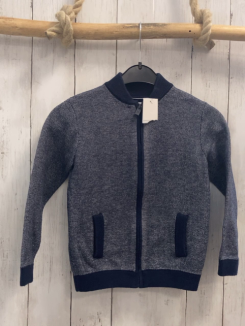 Okaidi  Sweatjacke  Gr. 116  blau hellgrau meliert blauer Bund 