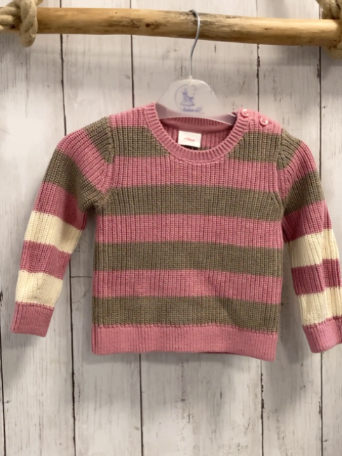 S´Oliver  Pullover  Gr. 74  rosa grau creme Streifen Strick