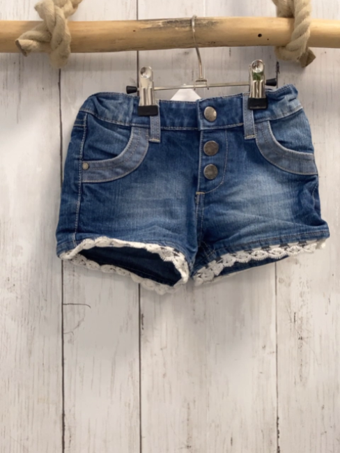   Shorts  Gr. 104  blau Jeans weißer Saum Bund verstellbar 