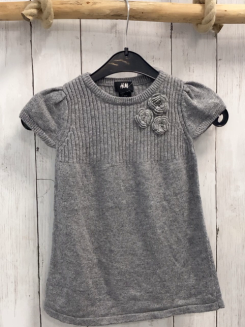H&M  Kleid  Gr. 86  grau strick Rosetten mit golden Glitzer 