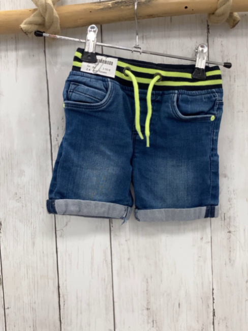 Blue Seven  Shorts  Gr. 80  blau Jeans + schwarz hellgrüner Strickbund mit hellgrüner Kordel 