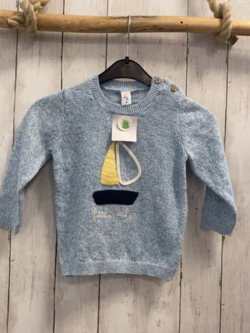 neu  Pullover  Gr. 92  hellblau Strick Segelboot