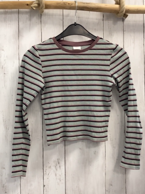 S´Oliver  Langarmshirt Gr. 152  mint rosa aubergine schwarz weiße Streifen Rippen 