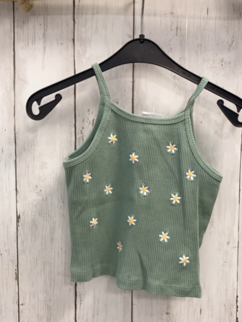 Zara  Top  Gr. 122  oliv Rippen Blumen 