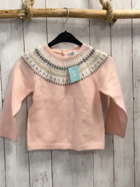neu Obaibi Pullover  Gr. 98  rosa + weiß grau goldene Streifen mit Muster NP 22,99 € 