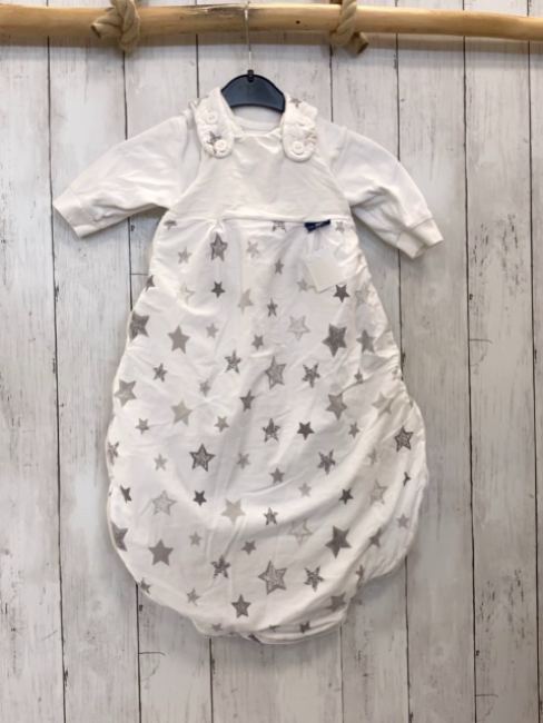 2tlg Alvi  Schlafsack Gr. 62/68  weiß graue Sterne + weißer Innenschlafsack 