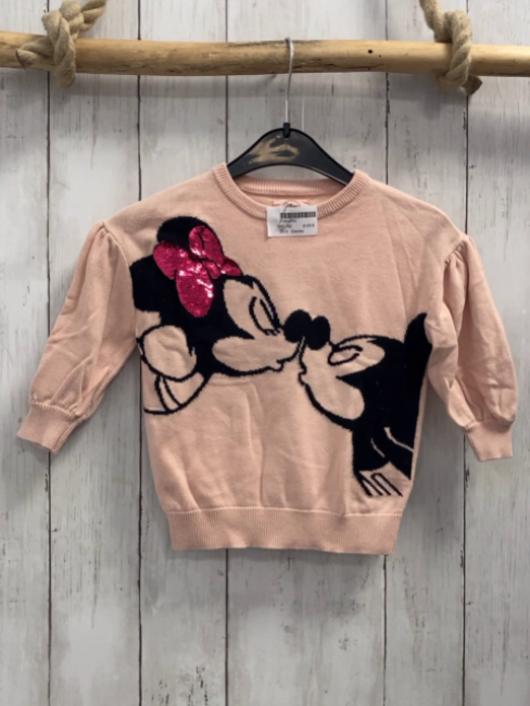 Disney  Pullover  Gr. 92  rosa Strick Minnie + Micky Mouse mit Pailetten 