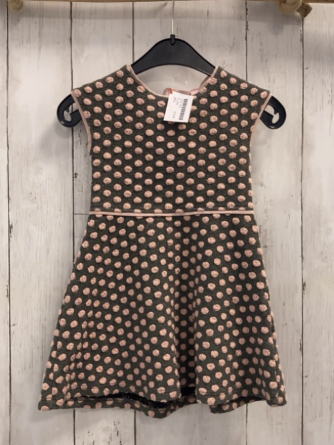 Kleid  Gr. 92  grau rosa Punkte