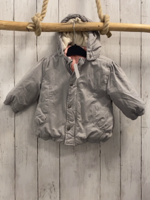 2tlg Vertbaudet  Jacke mit Innenjacke  Gr. 74  hellgrau + rosa 