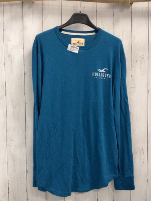 Hollister  Langarmshirt Gr. L  petrol weiße Schrift + weißes Label 