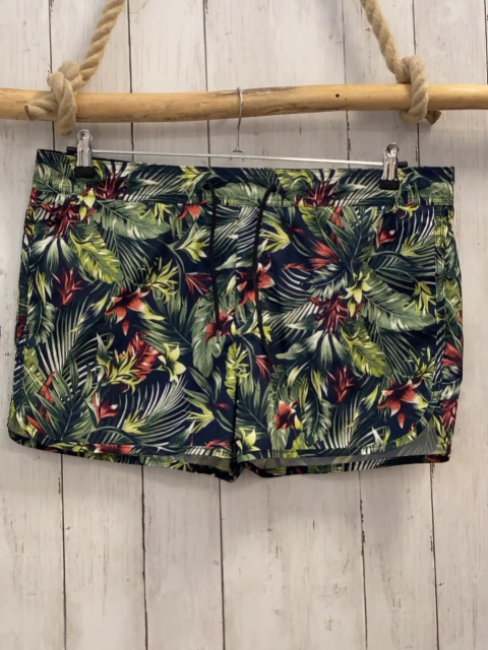 H&M  Badeshorts Gr. M  blau  bunte Blätter rote Blumen 
