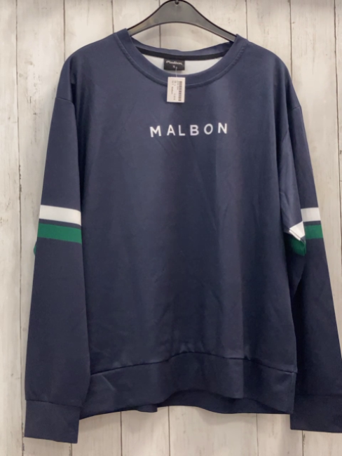 Malbon  Pullover Gr. XL blau weiße Schrift Kopf auf der Rückseite 