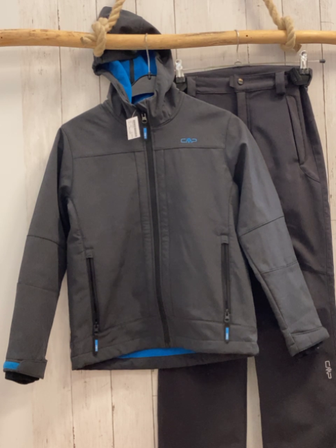 2tlg CMP Softshellanzug  Gr. 152  grau blaues Fleecefutter 
