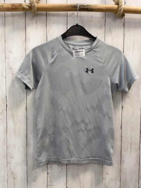Under Armour  Sportshirt Gr. 140  hellgrau  weißer Druck 