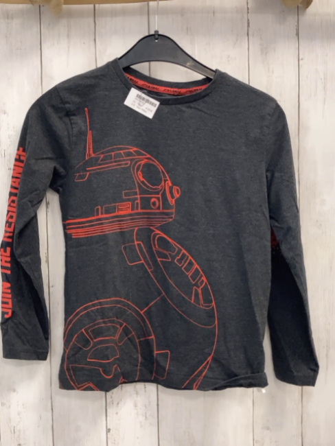 Star Wars  Langarmshirt  Gr. 140  grau roter Druck + Schrift 