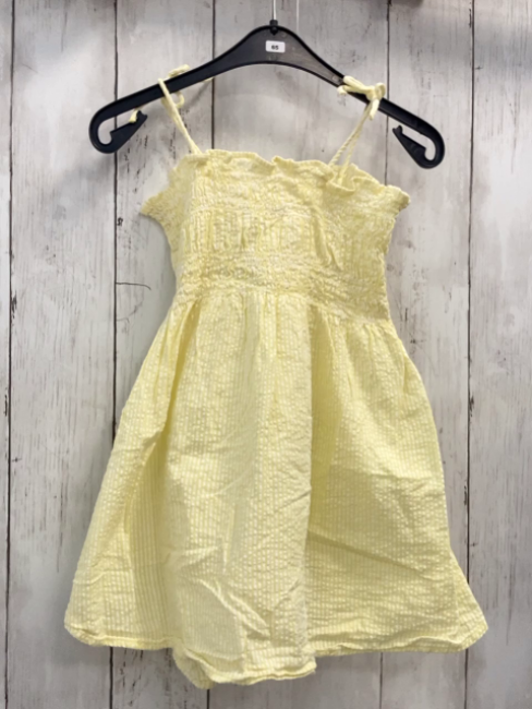 H&M  Kleid  Gr. 92  gelb weiße Streifen Struktur + gesmokt 