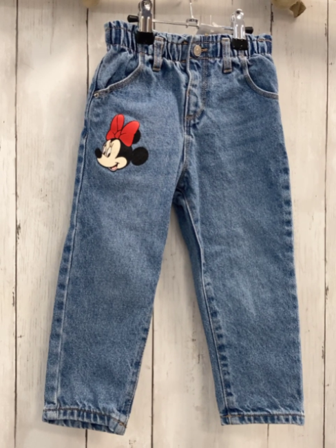 Zara  Hose  Gr. 98  blau Jeans Minnie Mouse Gummizugbund 