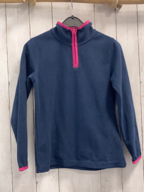 Lands´ End Pullover Gr. 128  blau Fleece pink Bund