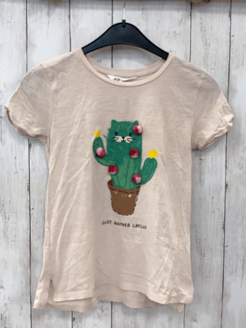 H&M T-Shirt Gr. 134  zartrosa Kaktus mit Bommeln