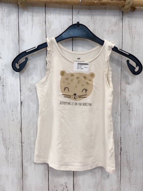 H&M Top Gr. 122  weiß beige Leopard Glitzer