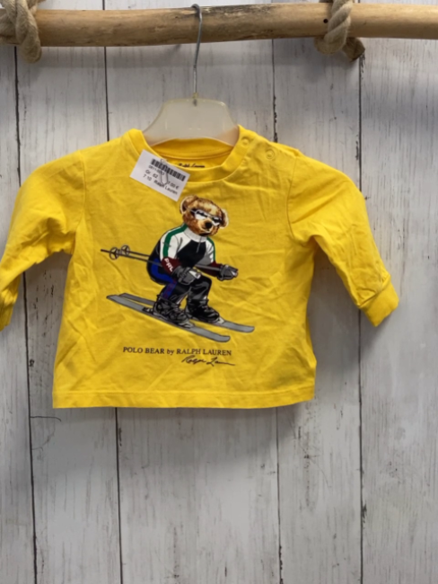 Ralph Lauren  Langarmshirt  Gr. 62  gelb Bär auf Skiern 