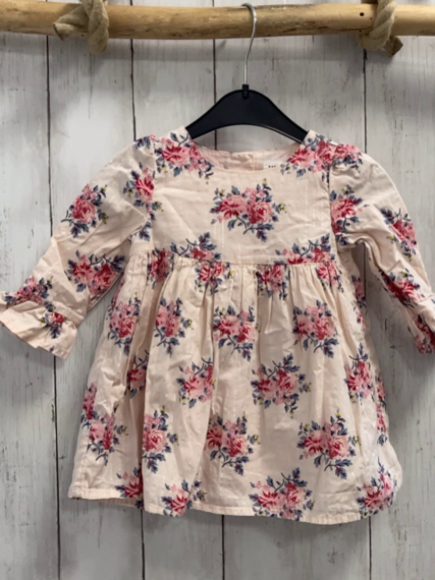 GAP  Kleid  Gr. 86  rosa mit silber Glitzerstreifen Blumen 