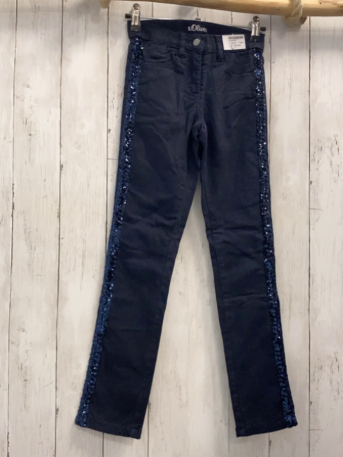 S´Oliver  Hose  Gr. 140  blau Pailettenseitenstreifen Bund verstellbar 