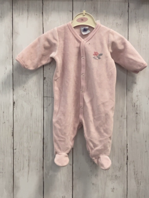 Petit Bateau  Strampler  Gr. 56  rosa Nicky Blume 