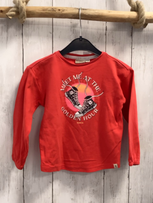Garcia  Langarmshirt Gr. 92  rot Schuhe Schrift 