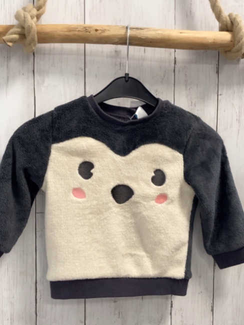   Pullover  Gr. 86  grau beige Plüsch Tiergeischt 