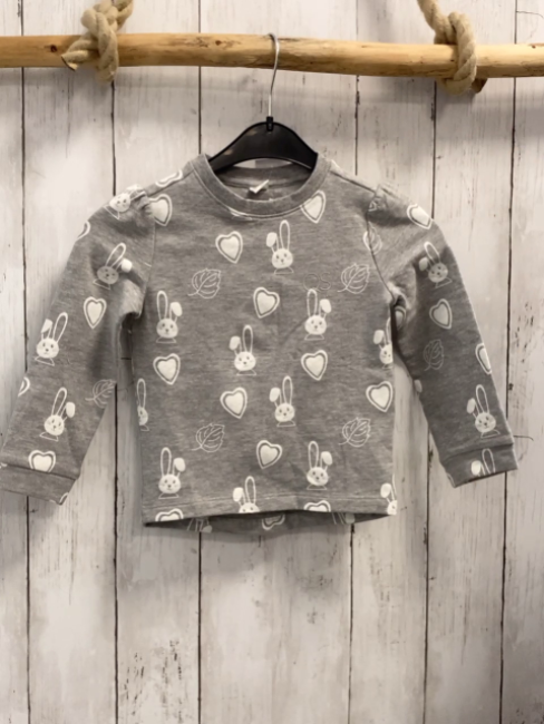 S´ Oliver  Pullover  Gr. 92  grau weiße Herzen + Hasenköpfe 