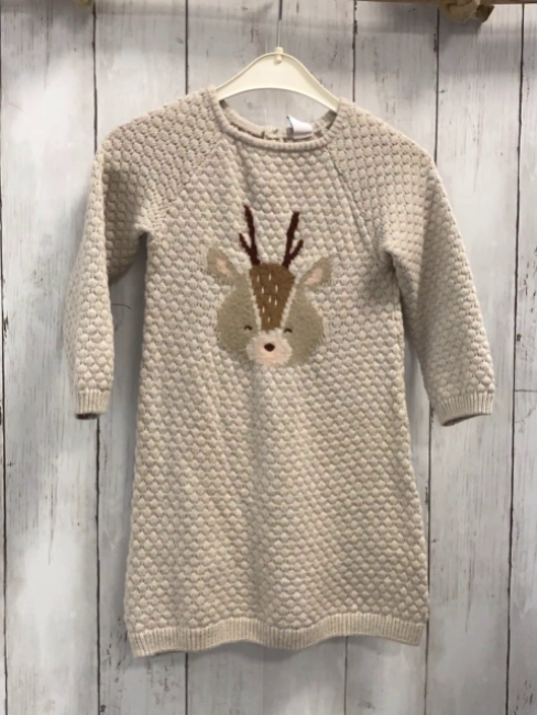   Kleid  Gr. 92  beige Strick Rehgesicht 