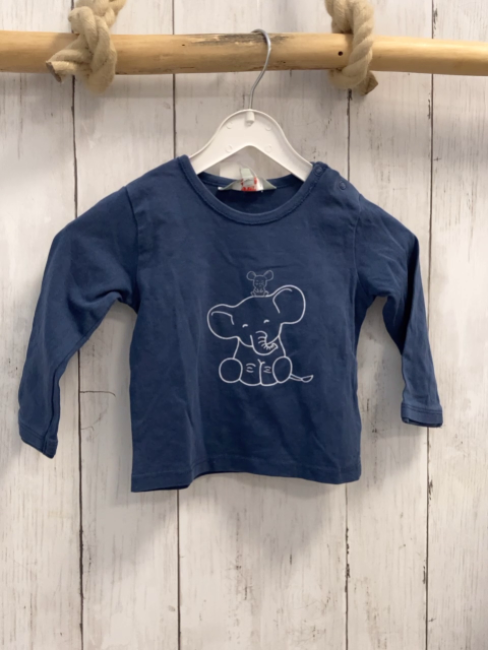 Kanz Langarmshirt Gr. 68  blau Elefant