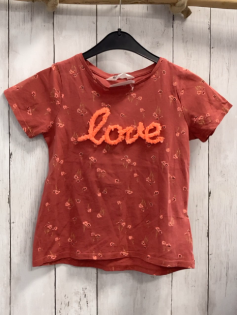 H&M T-Shirt Gr. 122  altrosa Blumen Schrift