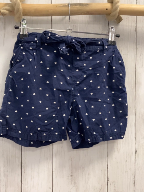 H&M Shorts Gr. 134  blau weiße Herzen Gürtelband