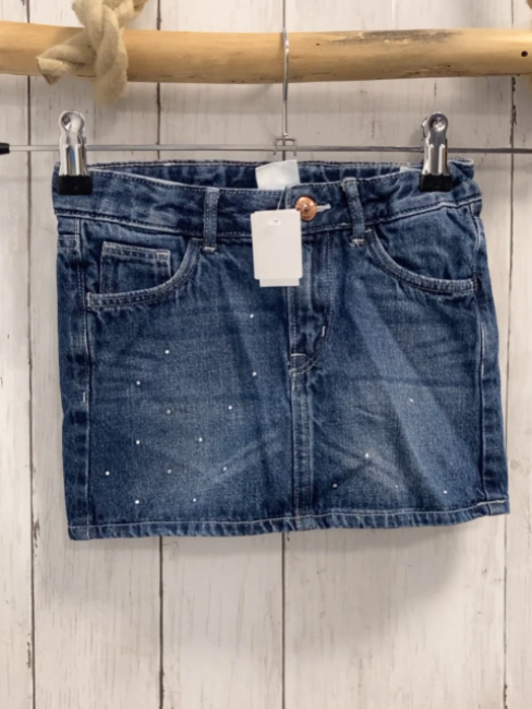 H&M Rock Gr. 116  blau Jeans Steinchen Bund verstellbar