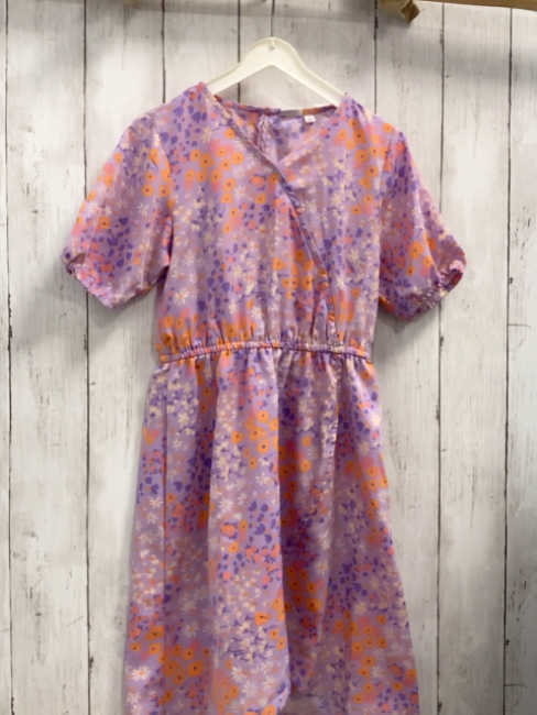 name it Kleid Gr. 128  flieder orange pink beige Blumen