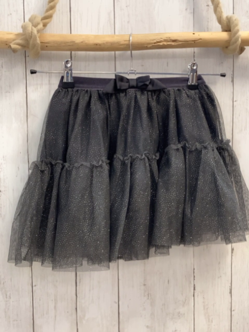 H&M  Rock Gr. 122/128  grau Tüll mit silber Glitzerpunkten 