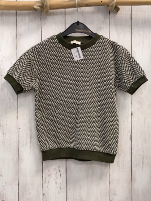 Koton Kids  T-Shirt  Gr. 110  oliv weiß gemustert Feinstrick