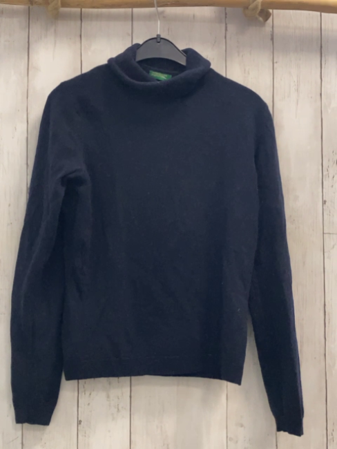 Benetton  Pullover  Gr. 146  dunkelblau Strick Rolli 