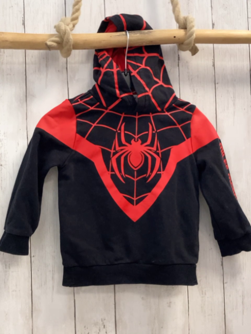  Pullover  Gr. 104  schwarz rot Spiderman Kapuze 