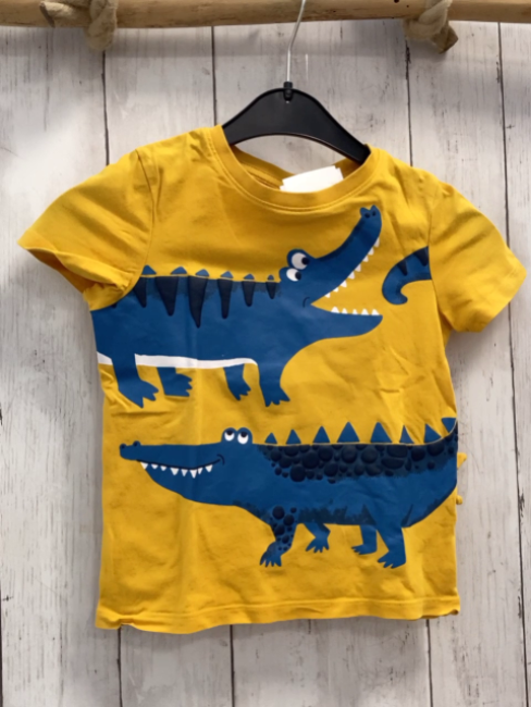   T-Shrt  Gr. 104  gelb blaue Krokodile 