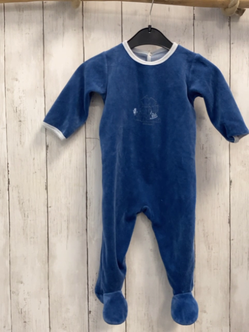 Petit Bateau  Schlafanzug  Gr. 74  blau Nicky Bären weißer Bund 