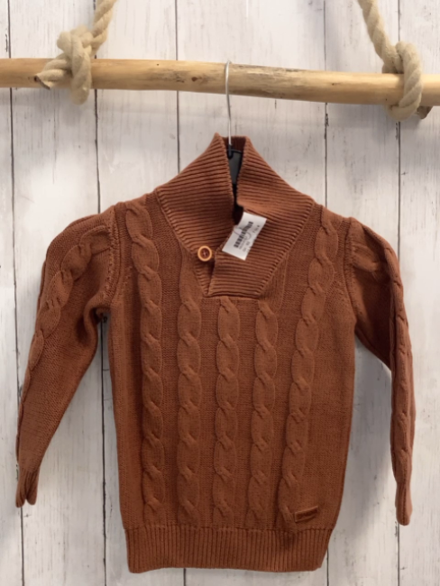 Jako-o  Pullover  Gr. 92  braun Strick großer Kragen Zöpfe 