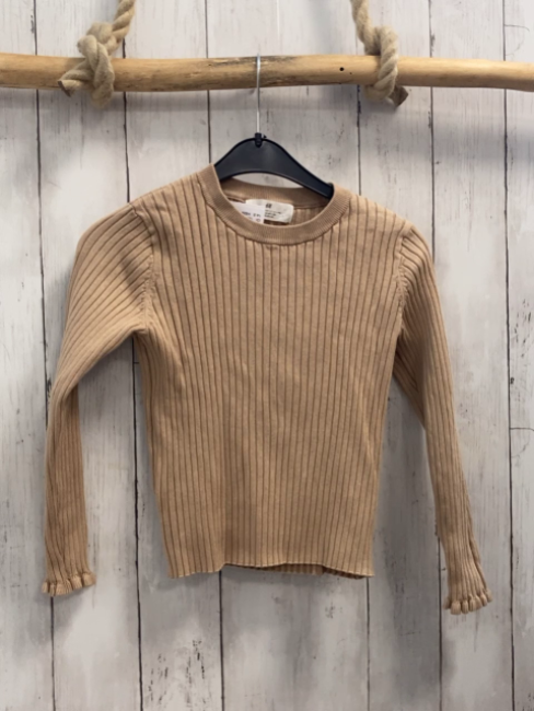 H&M Pullover Gr. 122  beige gerippt